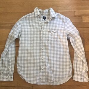 GAP grey and white gingham button-down